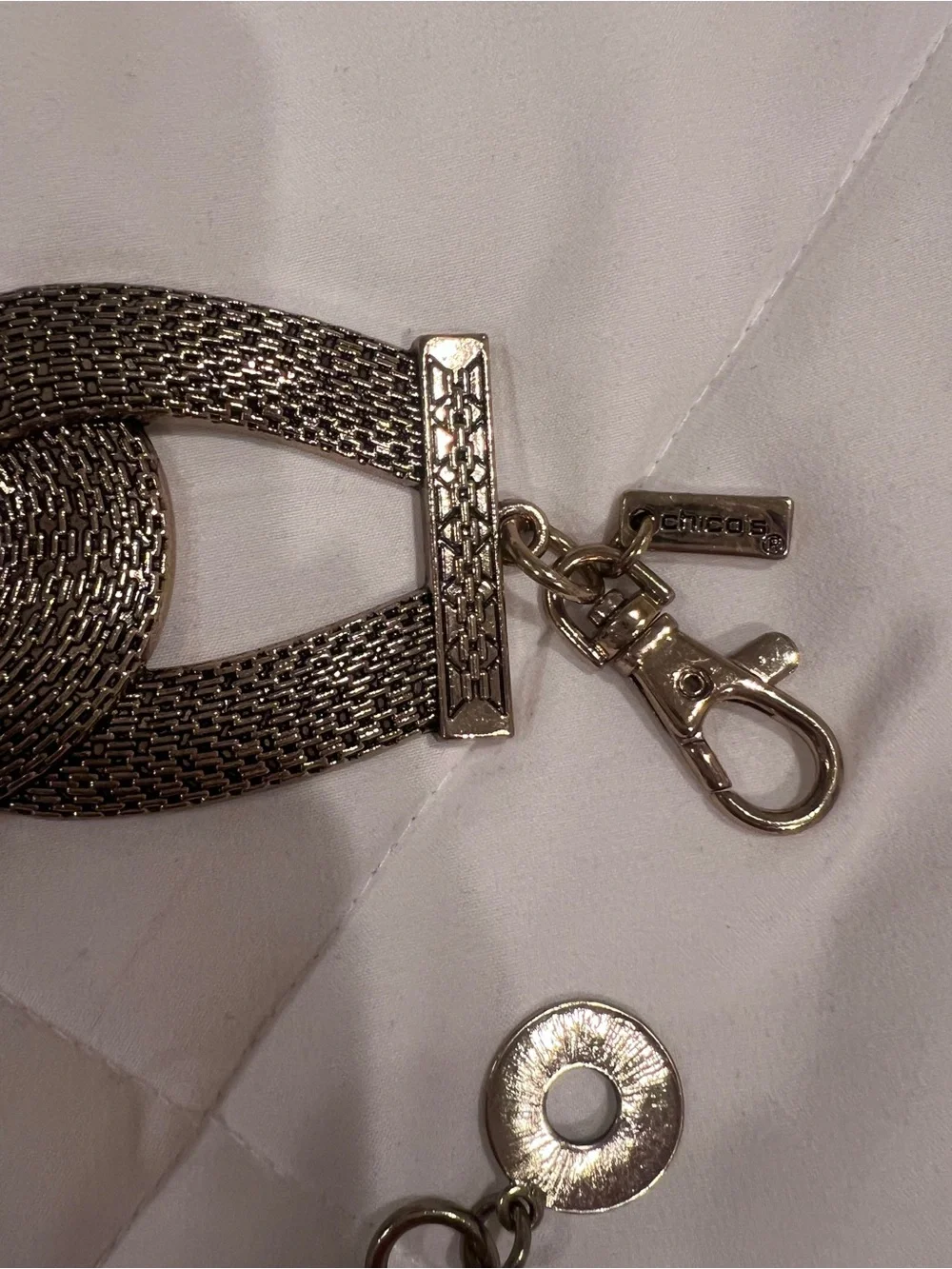 Vintage Chico's Textured Silver Chain-Link Waist Belt